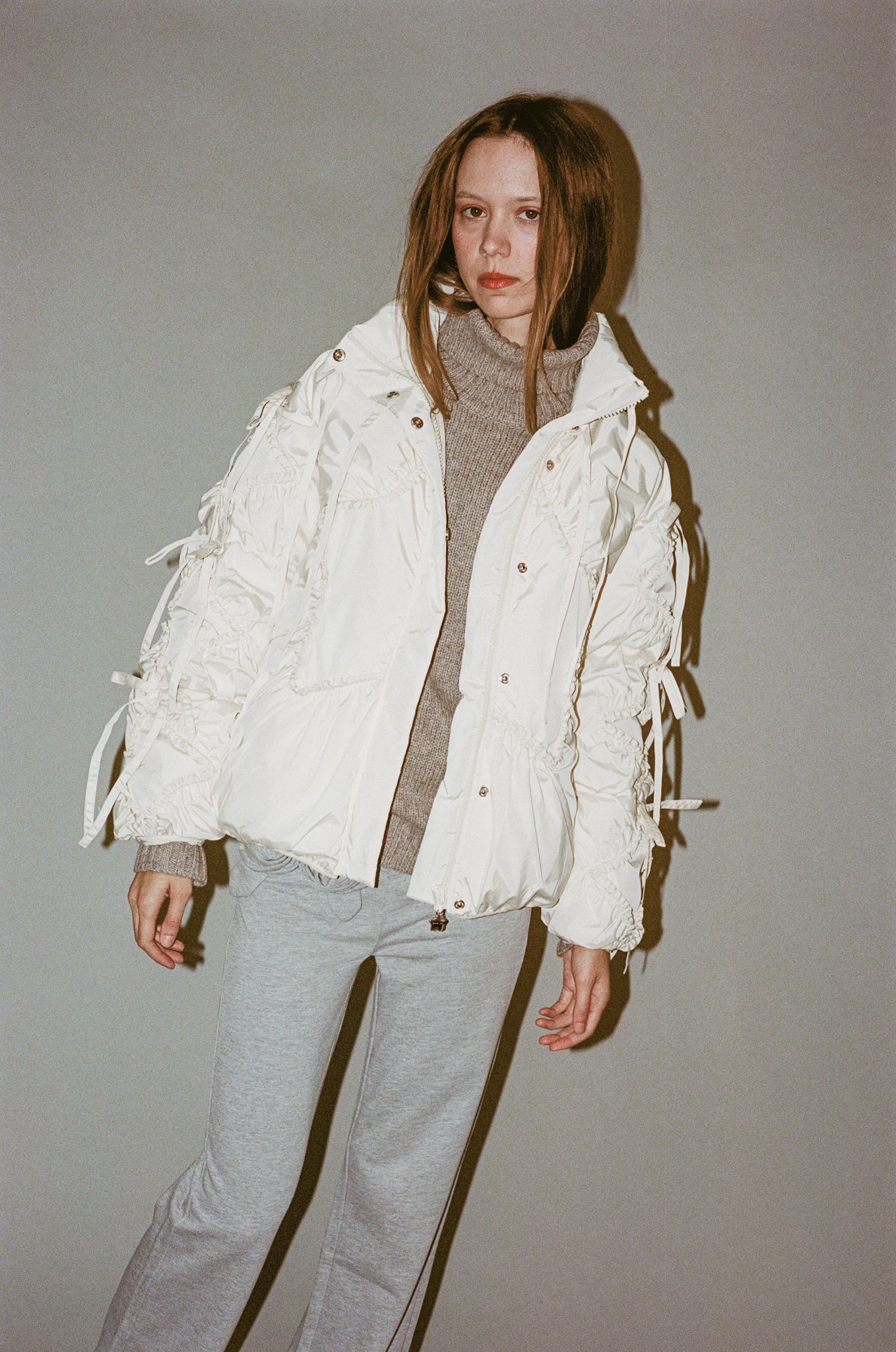 Sandy Liang Etoile Puffer Jacket in Ivory