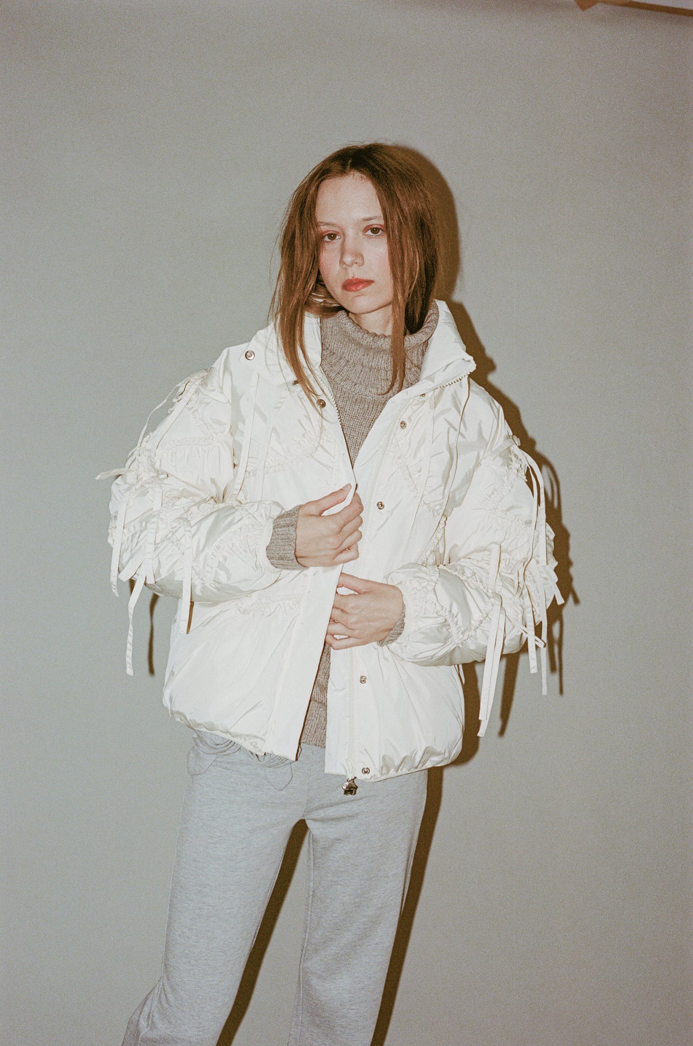 Sandy Liang Etoile Puffer Jacket in Ivory