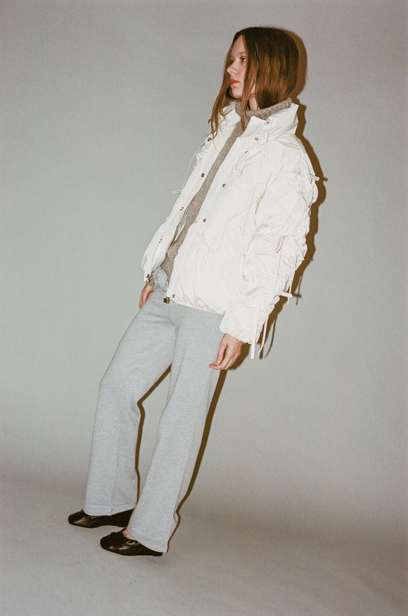 Sandy Liang Etoile Puffer Jacket in Ivory