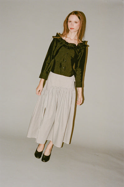 Chelsea Mak Garden Skirt in Shirting Stripe