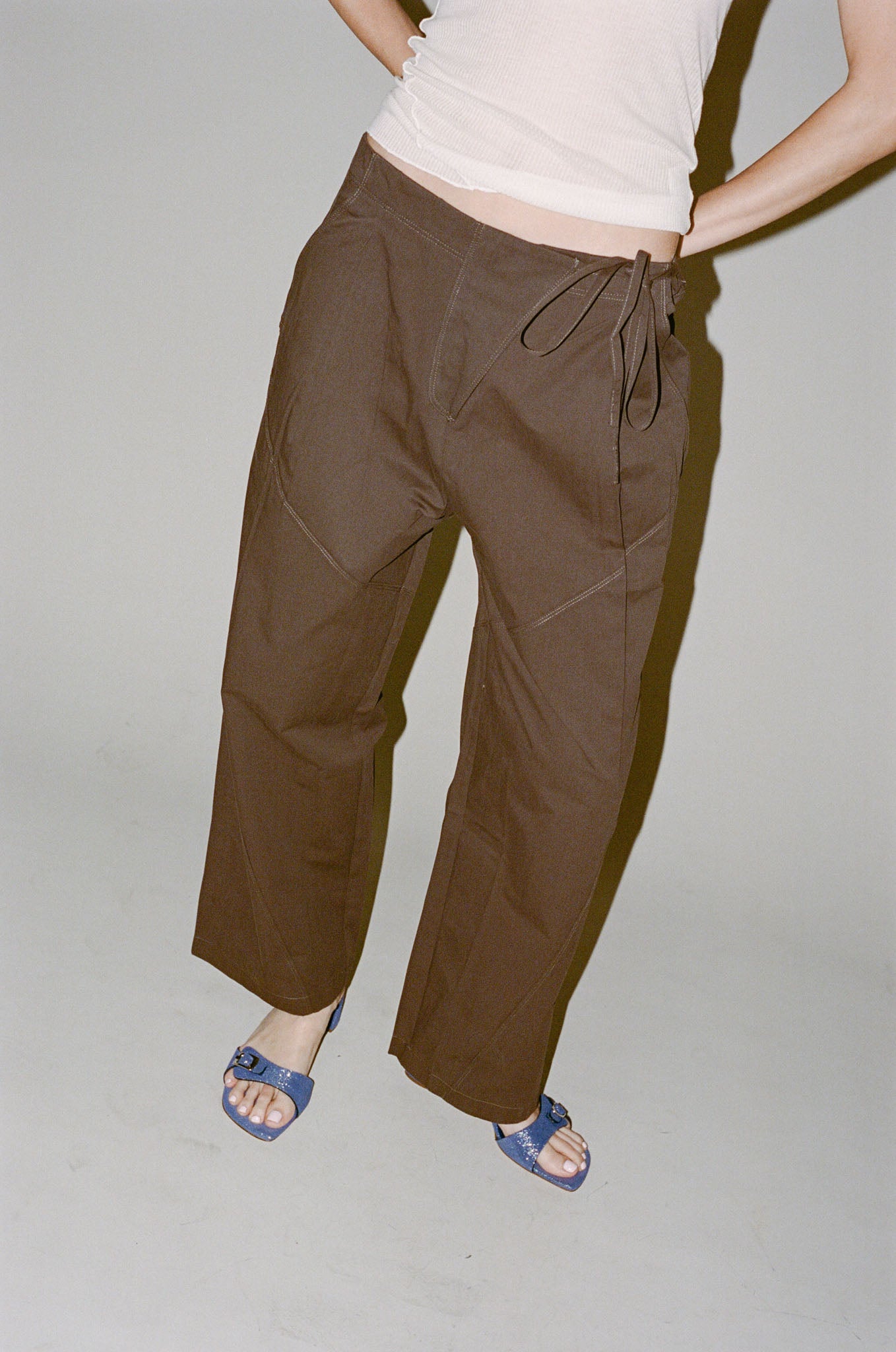 Deiji Studios Flag Tie Pant in Dark Brown