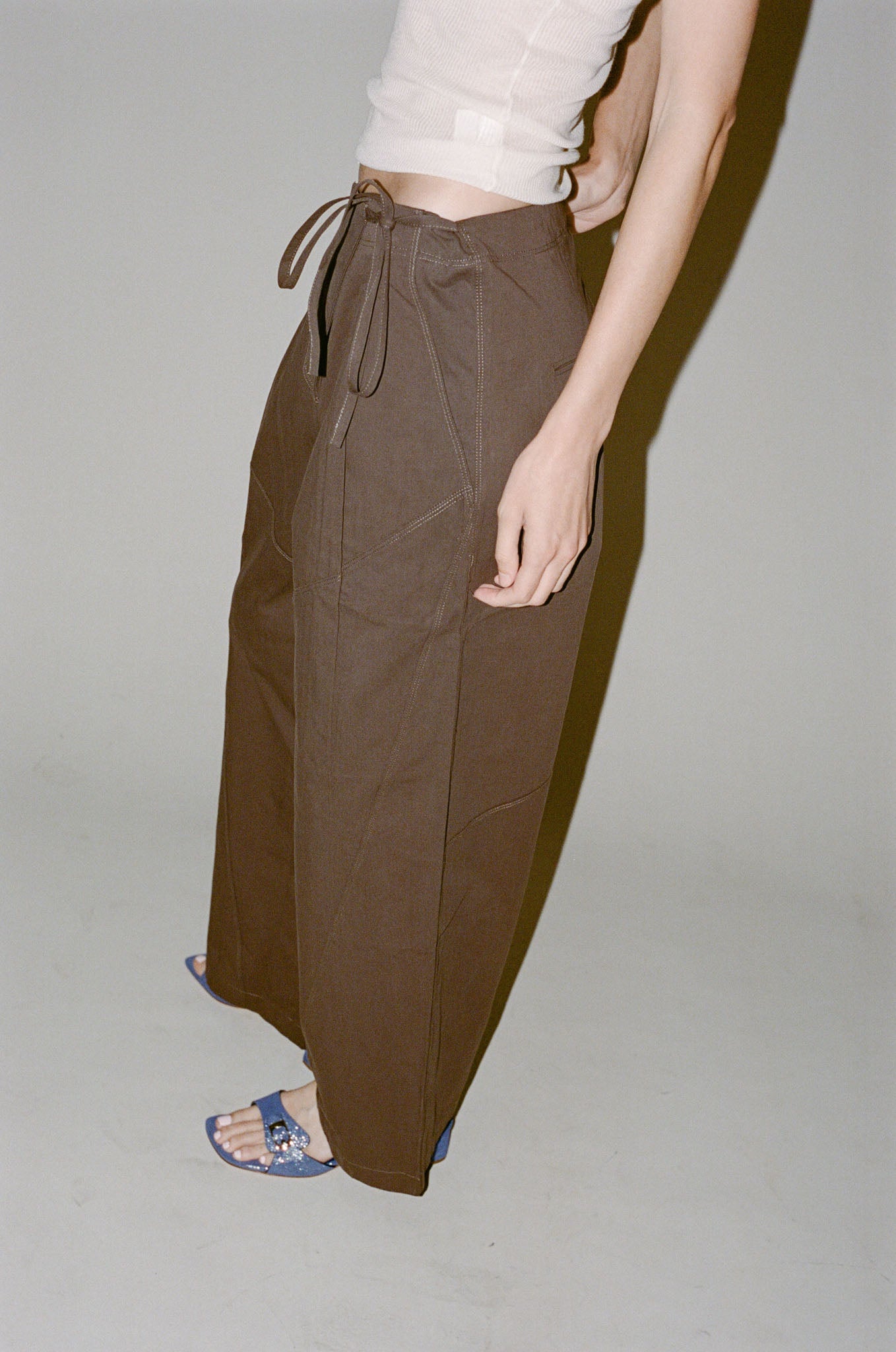 Deiji Studios Flag Tie Pant in Dark Brown