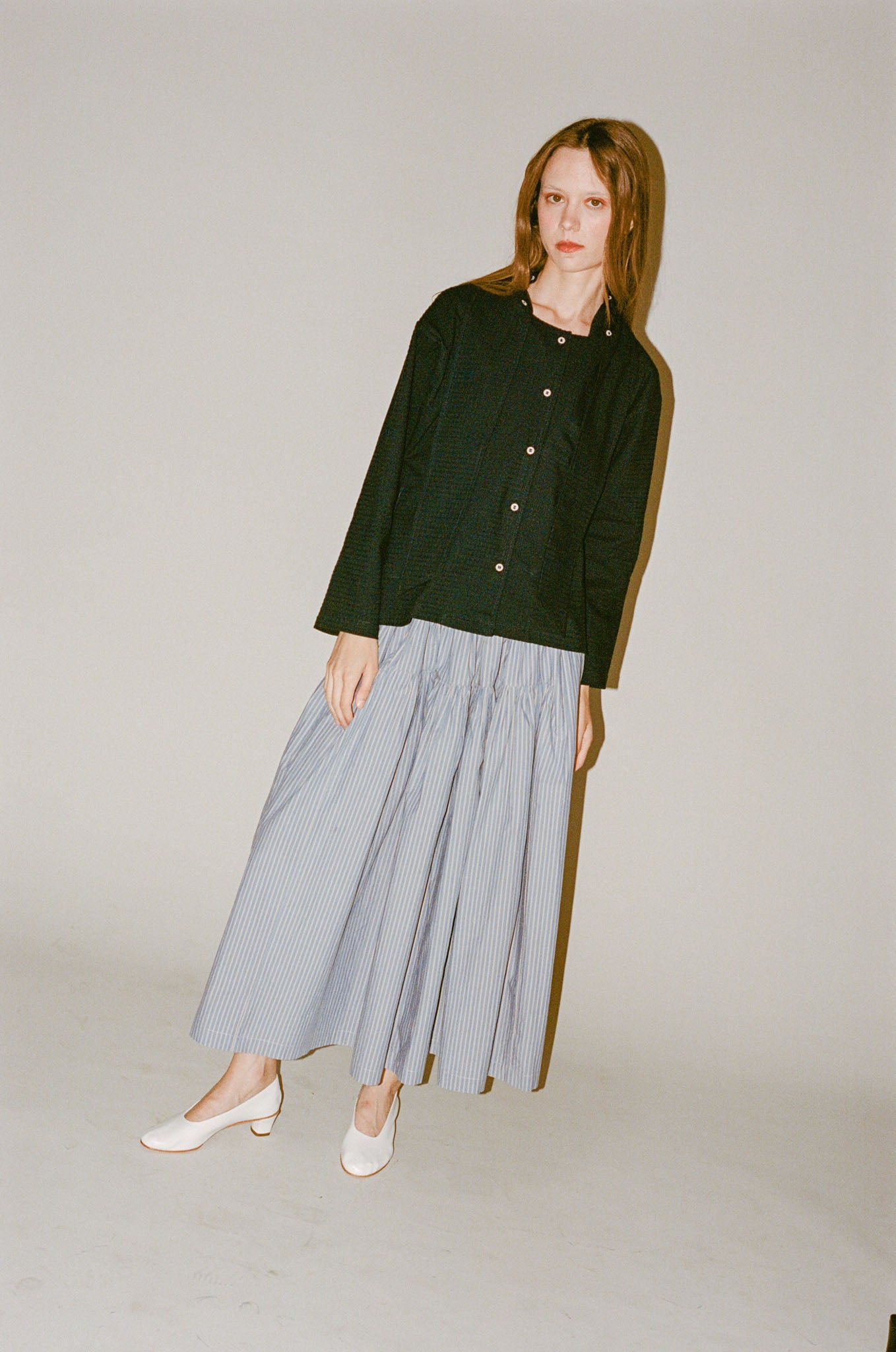 Cawley Panel Skirt in Blue/Natural Stripe