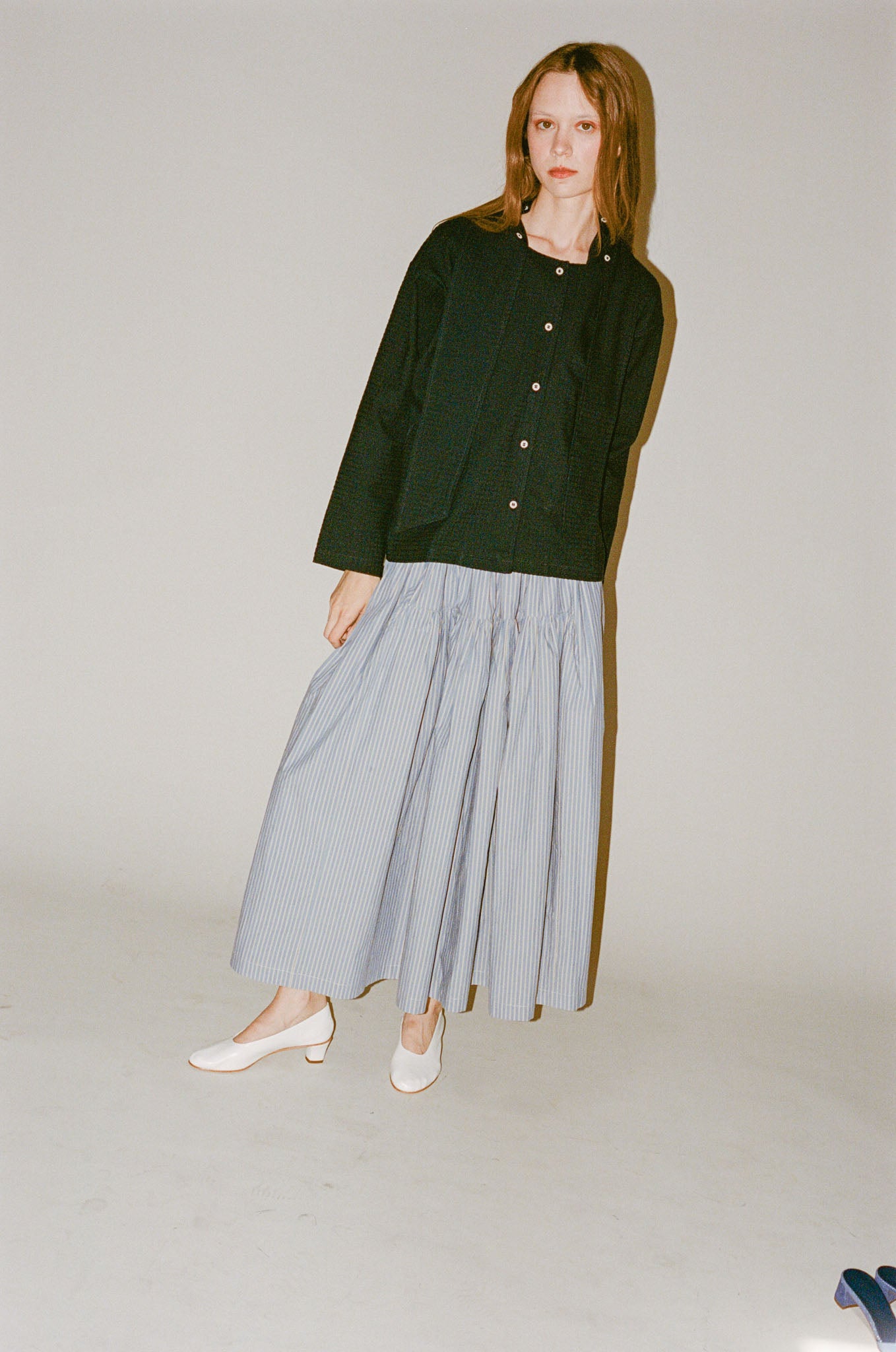 Cawley Panel Skirt in Blue/Natural Stripe