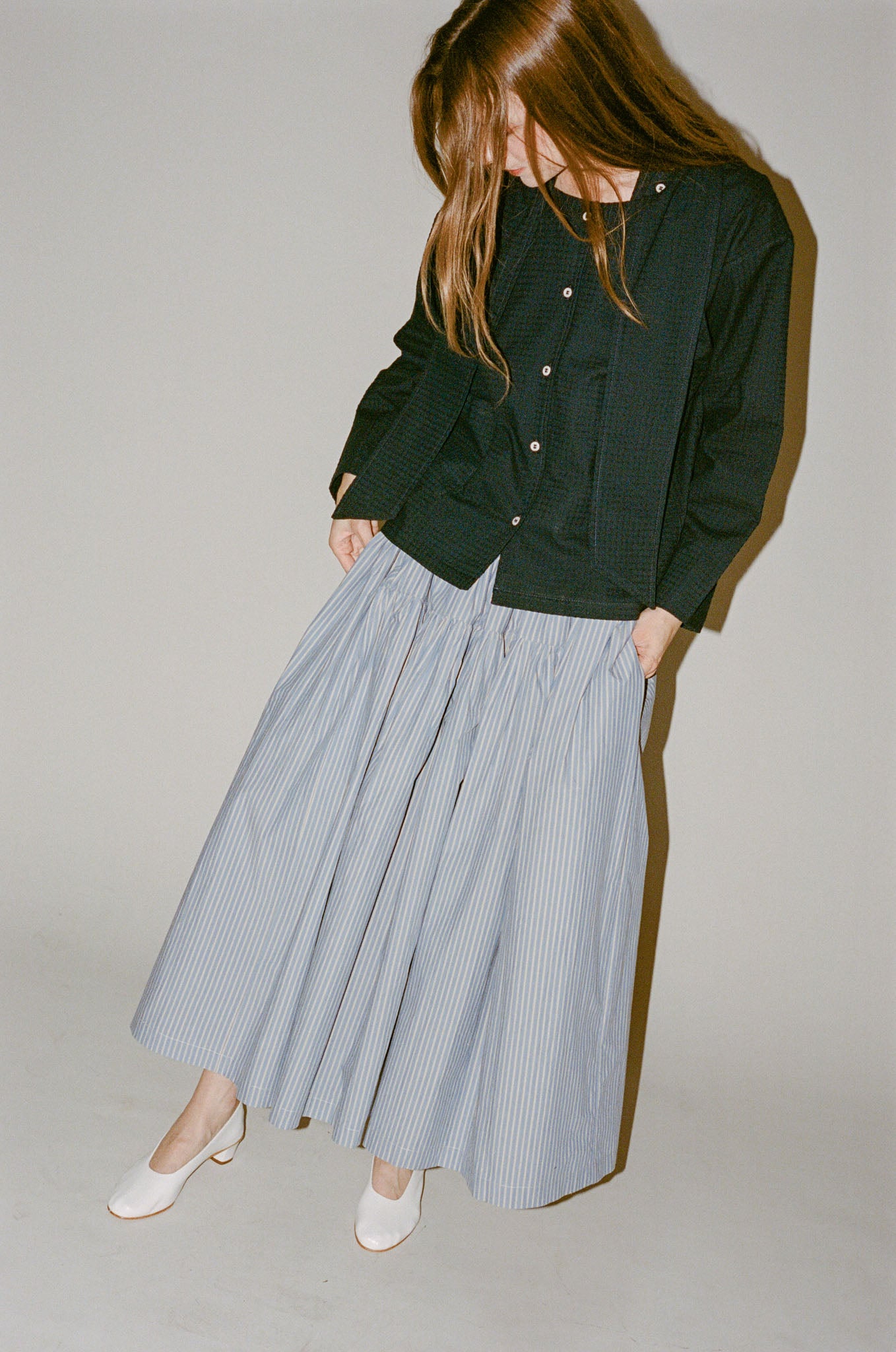 Cawley Panel Skirt in Blue/Natural Stripe