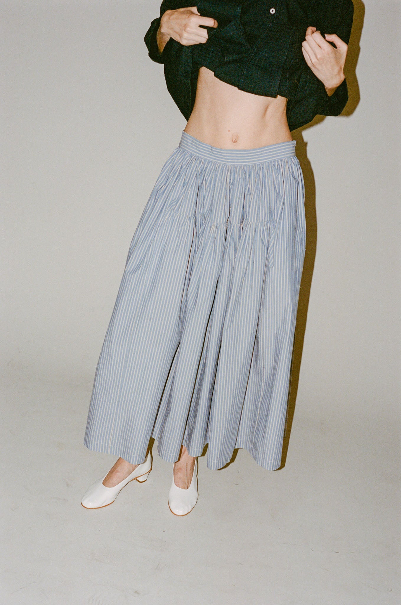 Cawley Panel Skirt in Blue/Natural Stripe