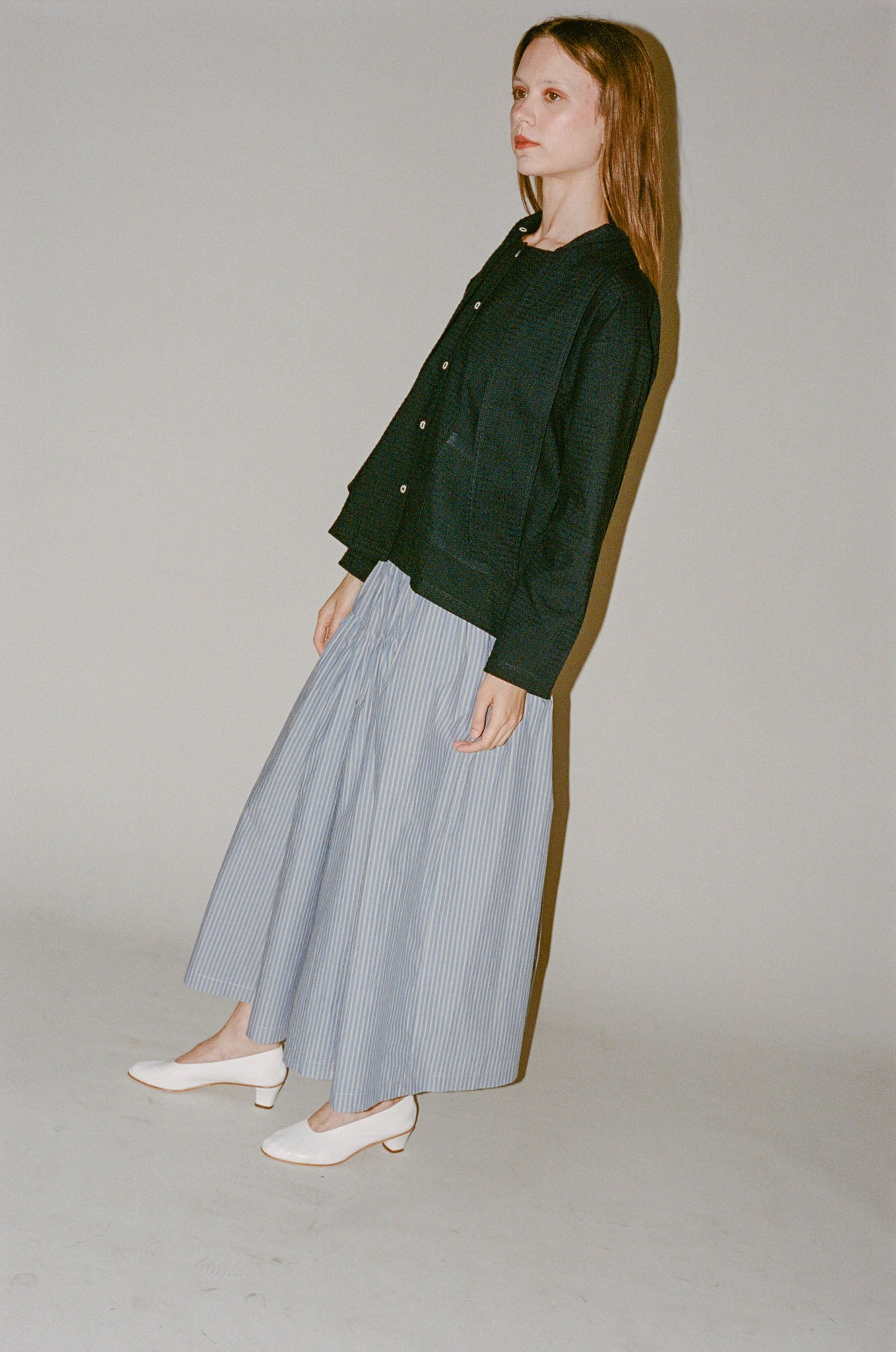 Cawley Panel Skirt in Blue/Natural Stripe