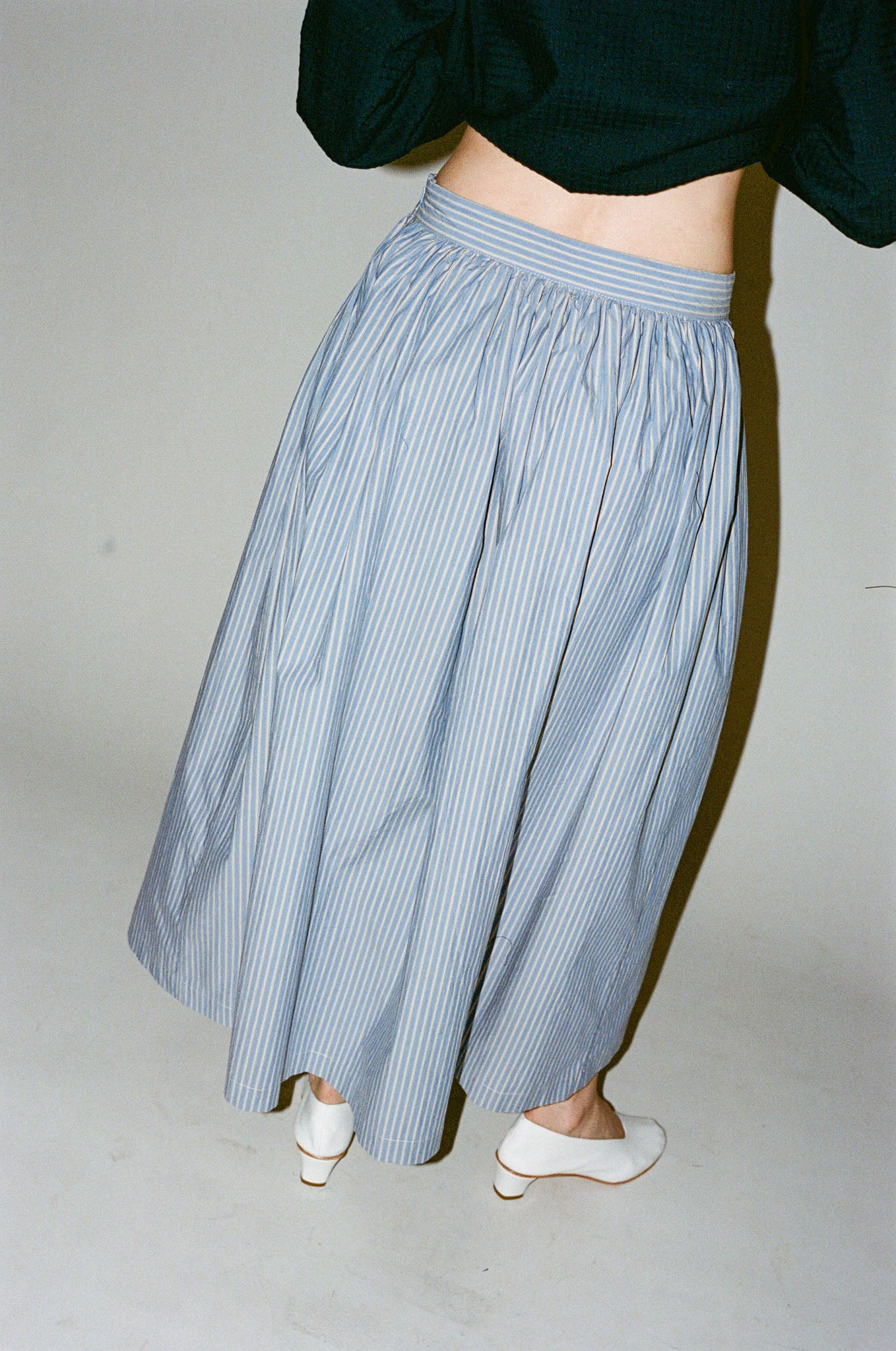 Cawley Panel Skirt in Blue/Natural Stripe