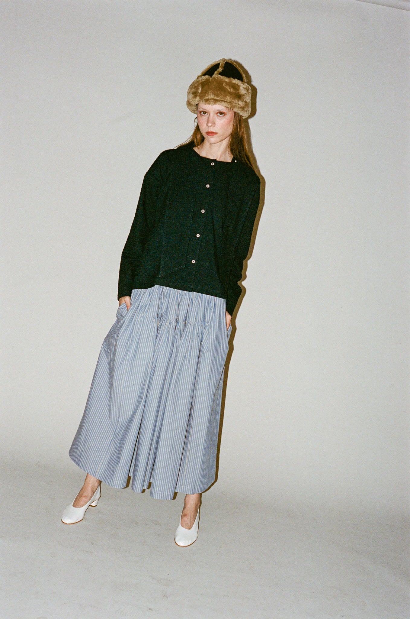 Cawley Panel Skirt in Blue/Natural Stripe